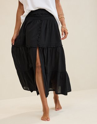 Aerie Boho Button Maxi Skirt