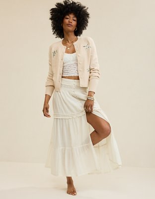 Aerie Boho Button Maxi Skirt