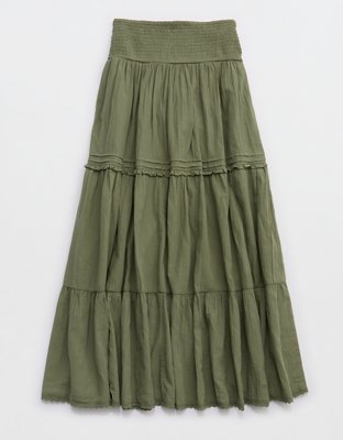 Aerie Maxi Skirt Bohemia con Botones