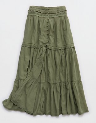 Aerie Maxi Skirt Bohemia con Botones