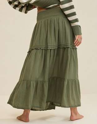 Aerie Boho Button Maxi Skirt