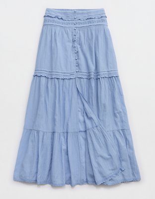 Aerie Boho Button Maxi Skirt
