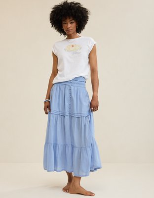 Aerie Boho Button Maxi Skirt