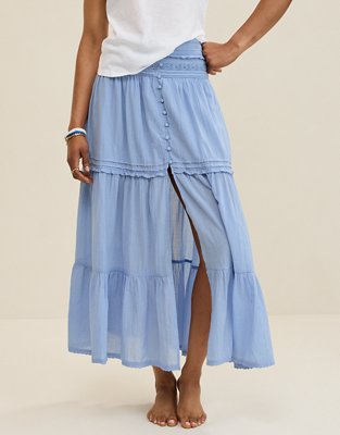 Aerie Boho Button Maxi Skirt