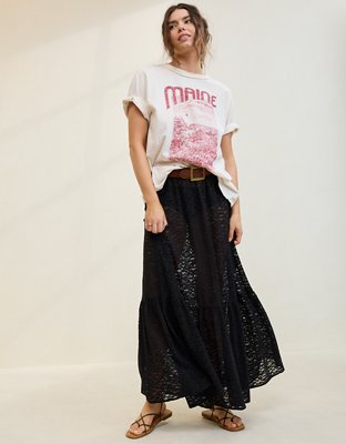 Aerie Tiered Lace Maxi Skirt