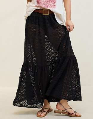 Aerie Tiered Lace Maxi Skirt