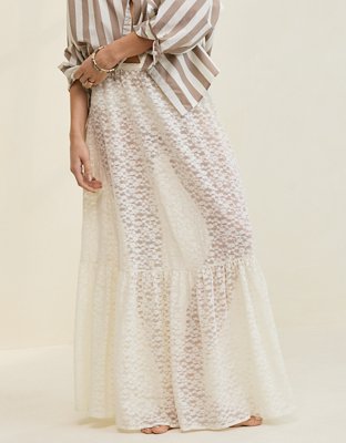 Aerie Tiered Lace Maxi Skirt