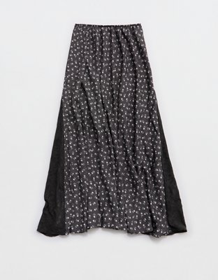 Aerie Satin Maxi Skirt Womens Smoked Gray M 15$