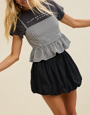 Aerie Seersucker Bubble Mini Skirt