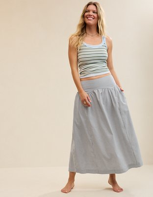 Aerie Seersucker Midaxi Skirt