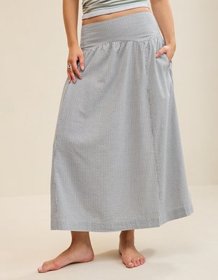 Aerie Seersucker Midaxi Skirt