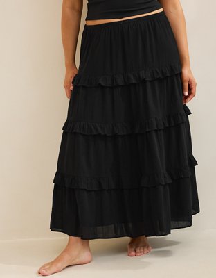 Aerie Ready To Ruffle Tiered Midaxi Skirt