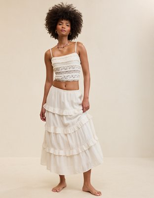 Aerie Ready To Ruffle Tiered Midaxi Skirt