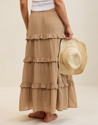 Aerie Ready To Ruffle Tiered Midaxi Skirt