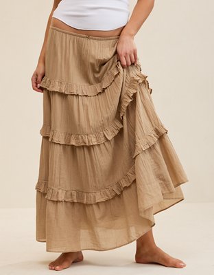 Aerie Ready To Ruffle Tiered Midaxi Skirt