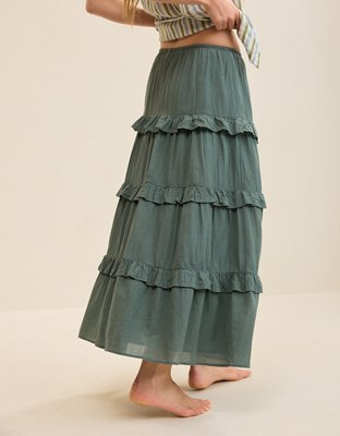 Aerie Ready To Ruffle Tiered Midaxi Skirt | Aerie