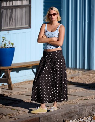 Aerie Seersucker Midaxi Skirt