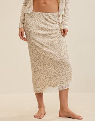 Женская юбка Aerie Real Soft Rib Midi, цвет: Cake Batter — фото 5