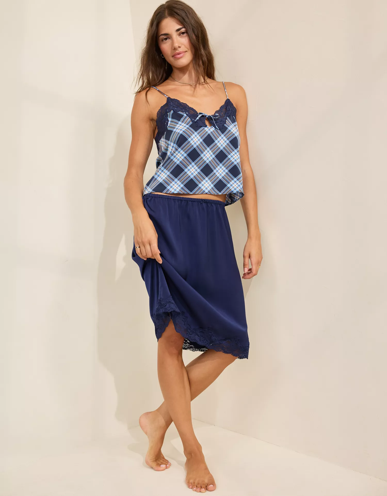 OVERSLEPT by Aerie Liquid Satin Slip Skirt