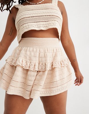 Женские юбки Aerie Textured Lace Ruffle Mini Skirt — фото 2