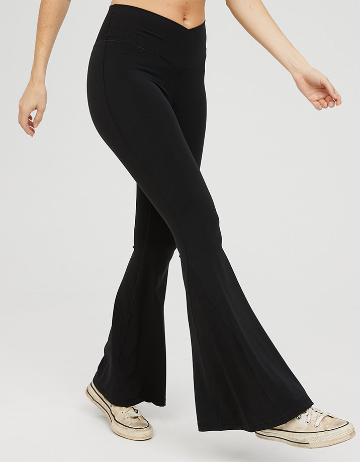 ASYOU ruched bum flared trouser in black