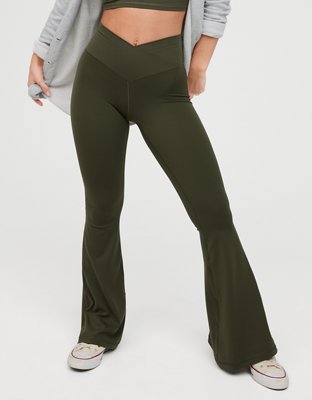 OFFLINE By Aerie Real Me High Waisted Crossover Rib Super Flare Legging