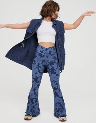 OFFLINE By Aerie Real Me Floral High Waisted Crossover Super Flare Legging