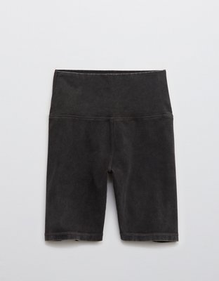 black acid wash biker shorts