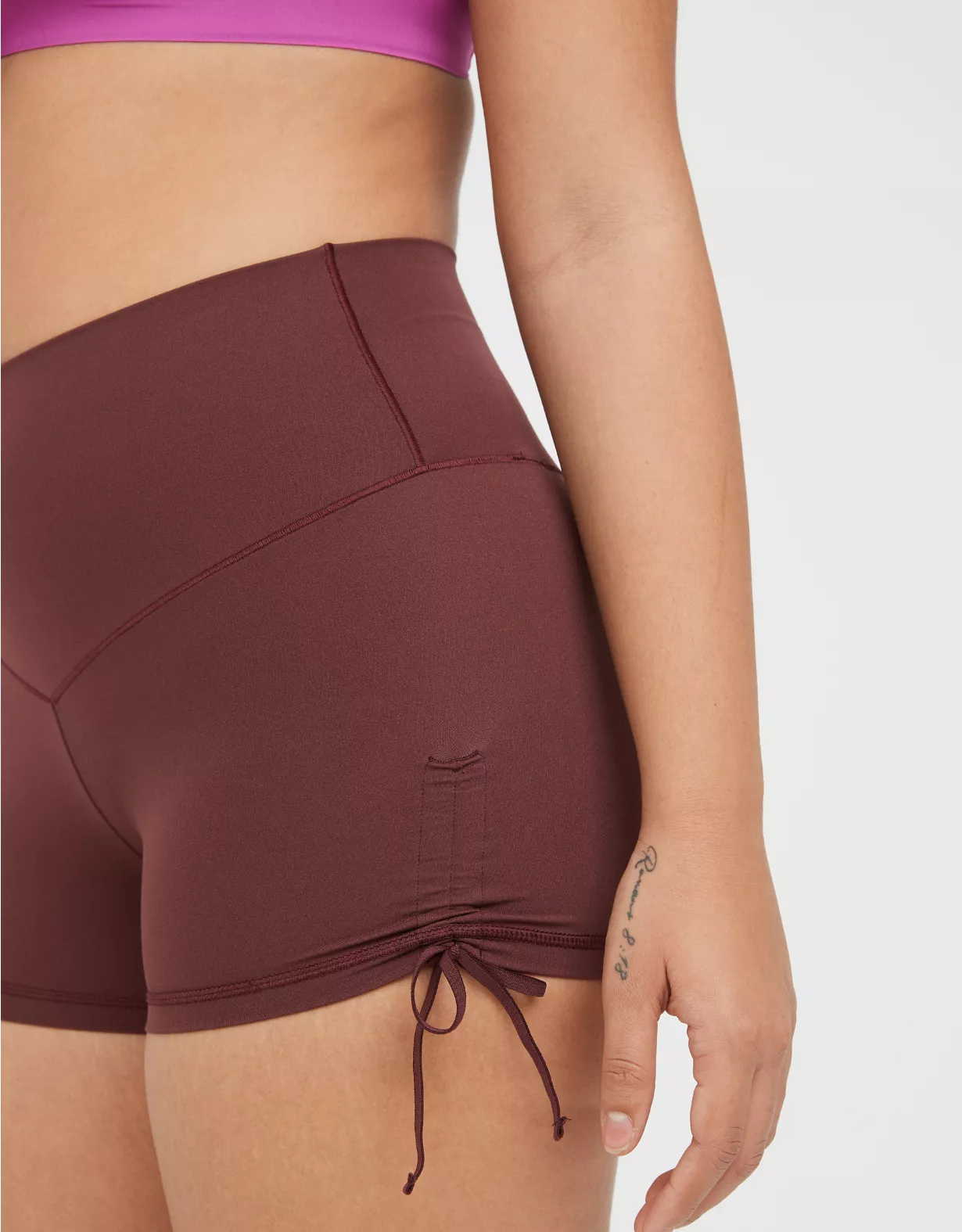 OFFLINE By Aerie Real Me High Waisted Ruched Tie 3" Bike Short