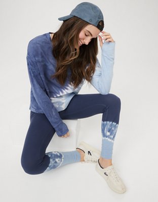 AE American Eagle Leggings The Everything Pocket Tie Dye Blue