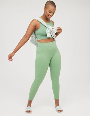 NEW Aerie OFFLINE By Aerie Big Chill Seamless Ribbed Leggings Taupe Green  XXS 