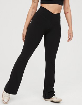 XFLWAM Women's Flared Yoga Pants Leggings Bootcut Crossover High-Waist  Front Slit Plus Size Workout Pants Black M 