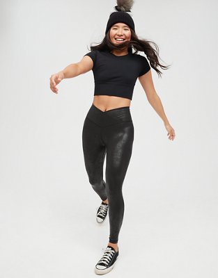 Aerie - We're obsessed with black leggings! Thanks to new crackle deets,  Crossover waistbands, Real Me fabric & more, there's a pair for *every*  party this season – and then some. Shop
