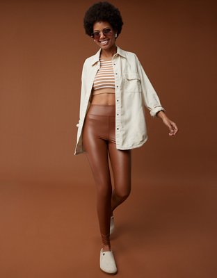 Tan on sale leather leggings