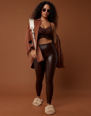 Offline by Aerie Real Luxe Faux Leather Legging Women's True Black M