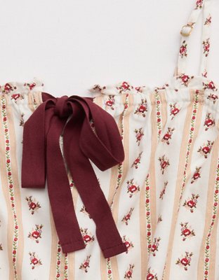Aerie Checked Out Flannel Strappy Romper