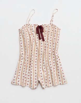 Aerie Checked Out Flannel Strappy Romper