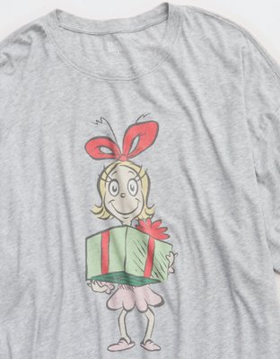 Женская футболка Aerie Sleep Happens Cindy Lou Night Tee, цвет: Средний меланжевый серый — фото 6