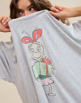 Женская футболка Aerie Sleep Happens Cindy Lou Night Tee, цвет: Средний меланжевый серый — фото 5