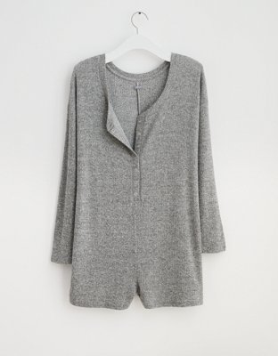 Aerie Ribbed Henley Oversized Sleep Romper