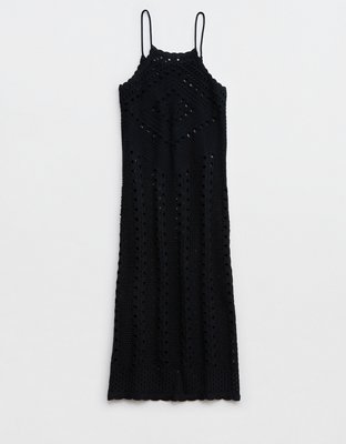 Aerie Crochet Halter Midi Dress