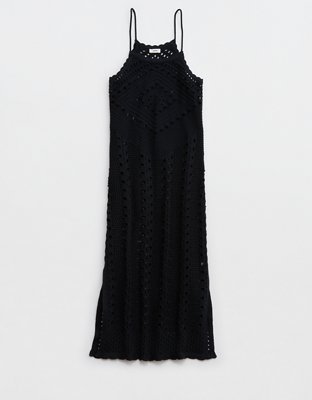 Aerie Vestido Midi Halter al Crochet