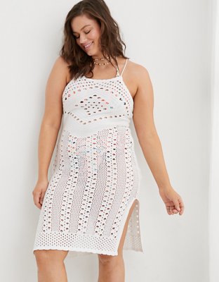 Aerie Crochet Halter Midi Dress