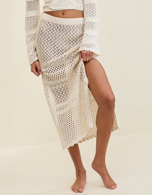 Aerie Crochet Coverup Maxi Skirt
