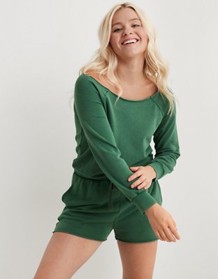 Aerie Fleece Long Sleeve Romper