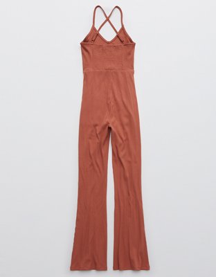 Aerie Kick-It Flare Ribbed Jumpsuit