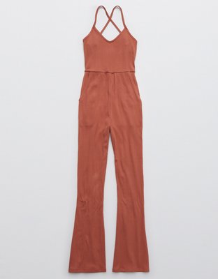 Aerie Kick-It Flare Ribbed Jumpsuit