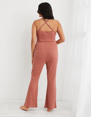 Aerie Kick-It Flare Ribbed Jumpsuit
