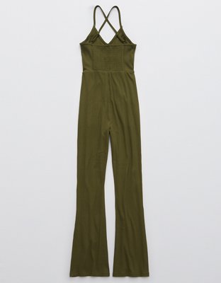 Aerie Kick-It Flare Ribbed Jumpsuit