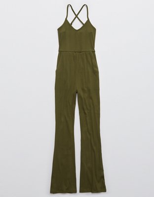 Aerie Kick-It Flare Ribbed Jumpsuit